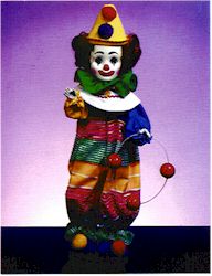 Clown with doll stand